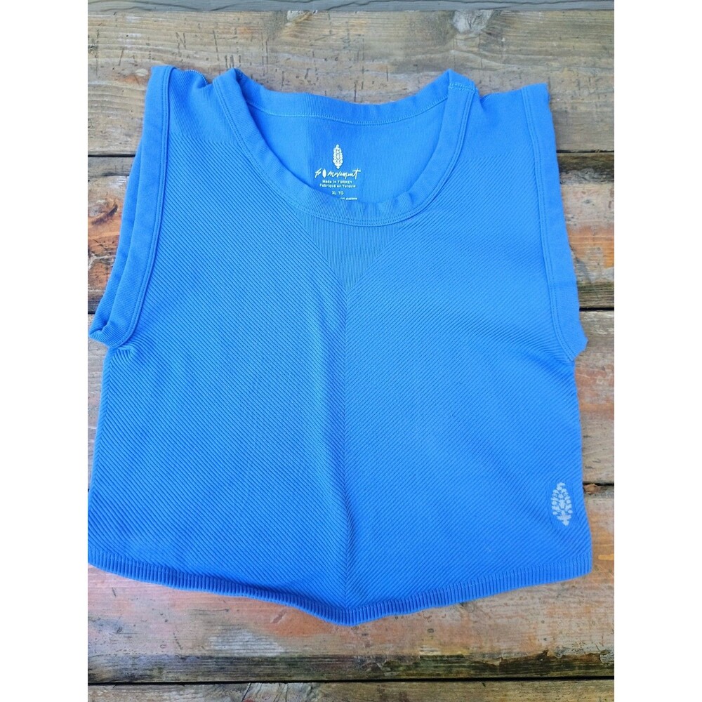 FP Movement Free Throw Muscle Tank Top Blue Size XL Ribbed Crop Free People